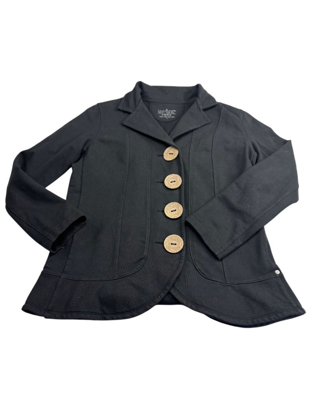 Neon Buddha Womens Black Jacket With Large Button Accents Long Sleeves Size L - Picture 4 of 9